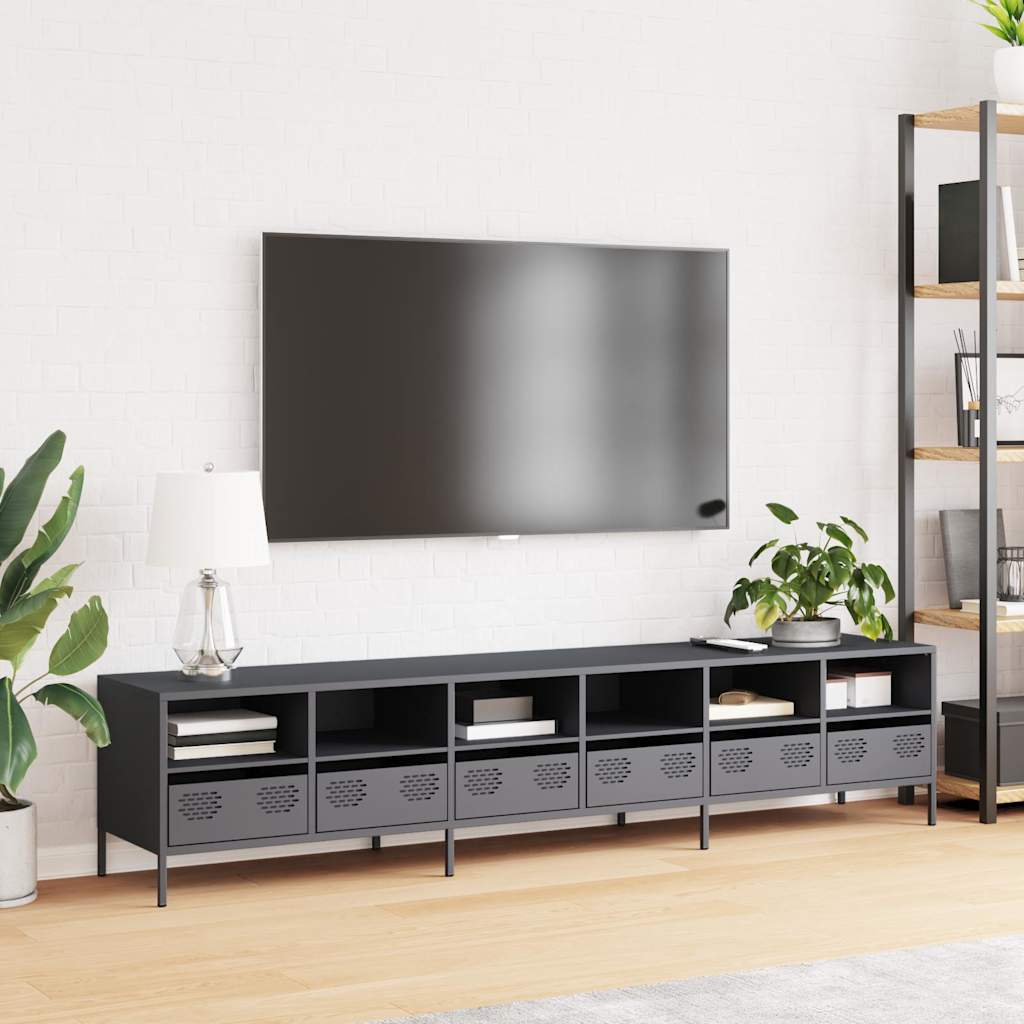 vidaXL Mueble de TV acero laminado en frío antracita 202x39x43,5 cm - Image 3