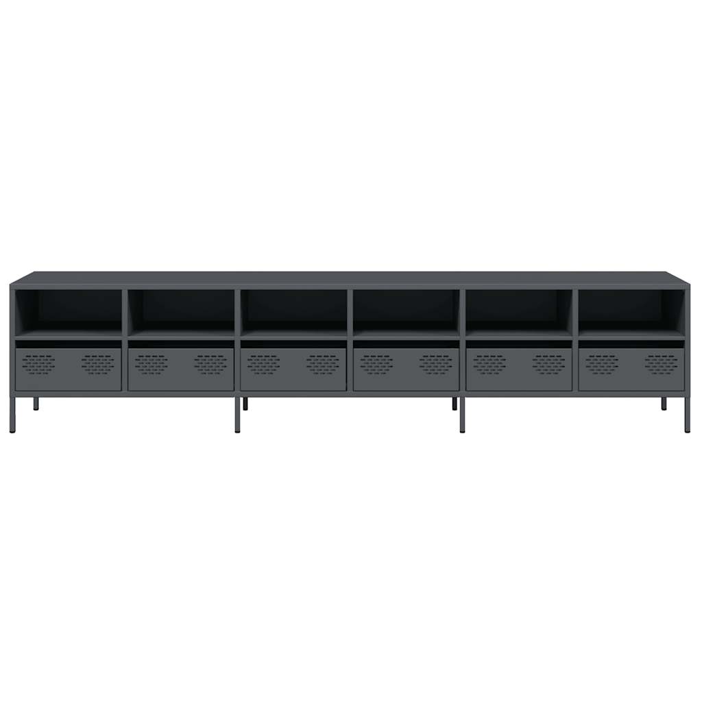 vidaXL Mueble de TV acero laminado en frío antracita 202x39x43,5 cm - Image 5