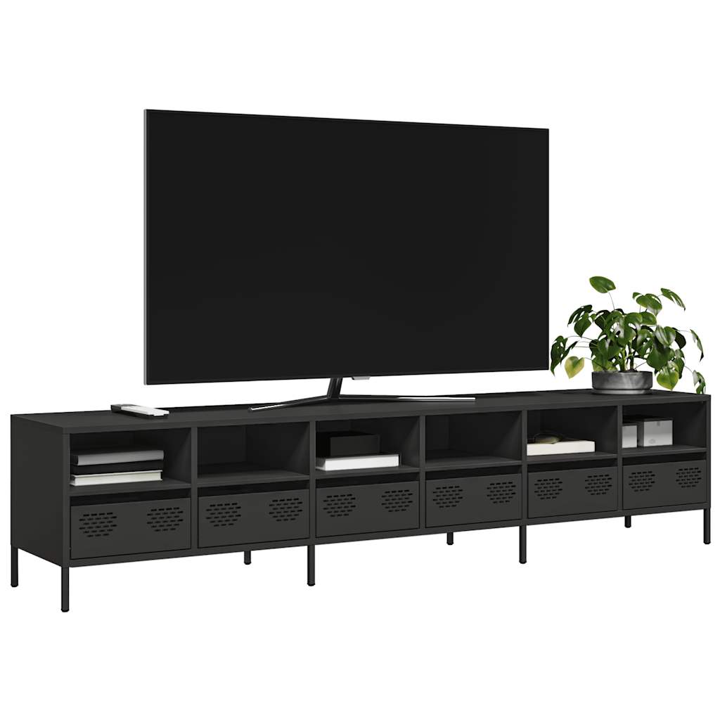 vidaXL Mueble para TV acero laminado en frío negro 202x39x43,5 cm