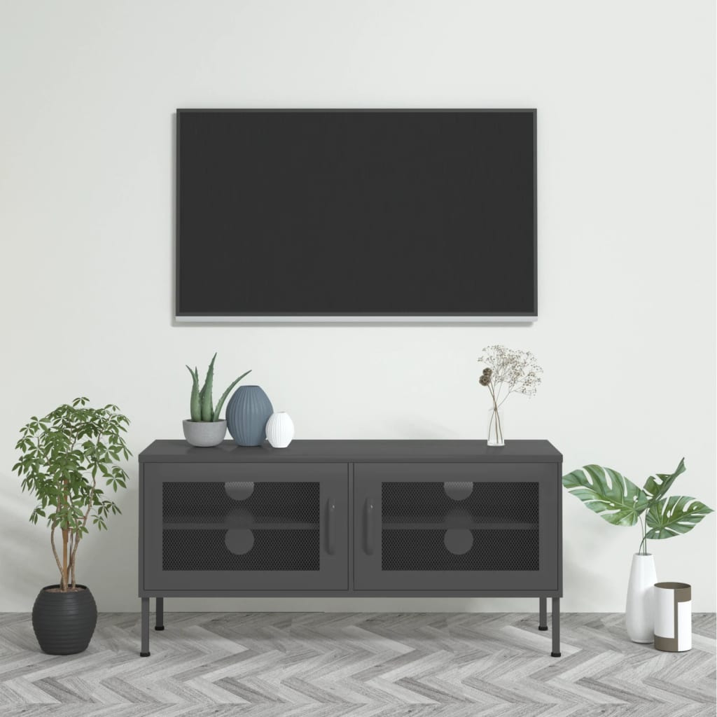 vidaXL Mueble para TV de acero gris antracita 105x35x50 cm