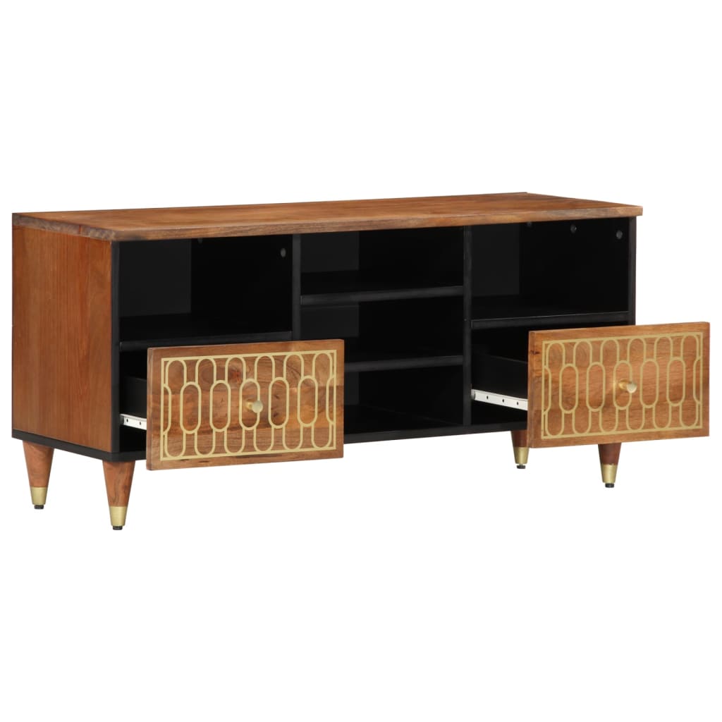 vidaXL Mueble de TV madera maciza de mango 100x33x46 cm - Image 3
