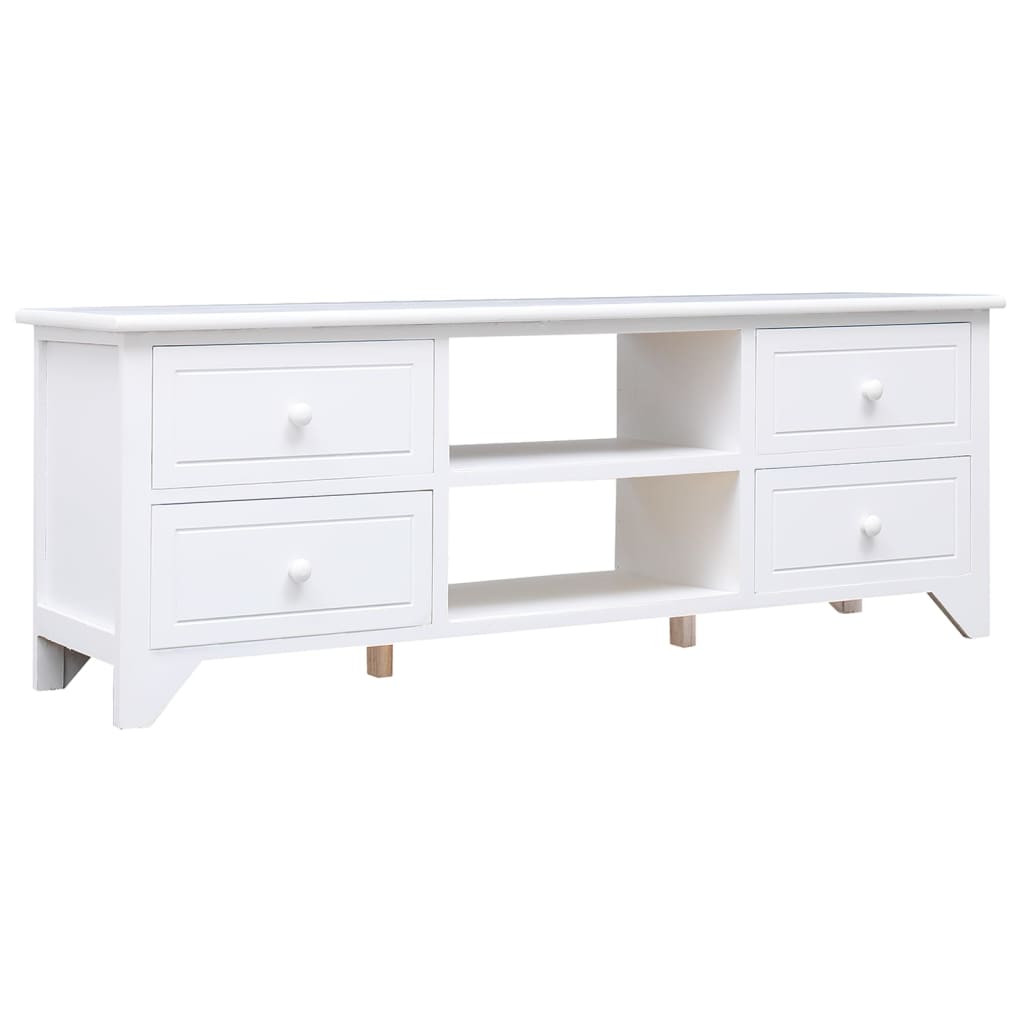 vidaXL Mueble para TV madera maciza de paulownia blanco 108x30x40 cm