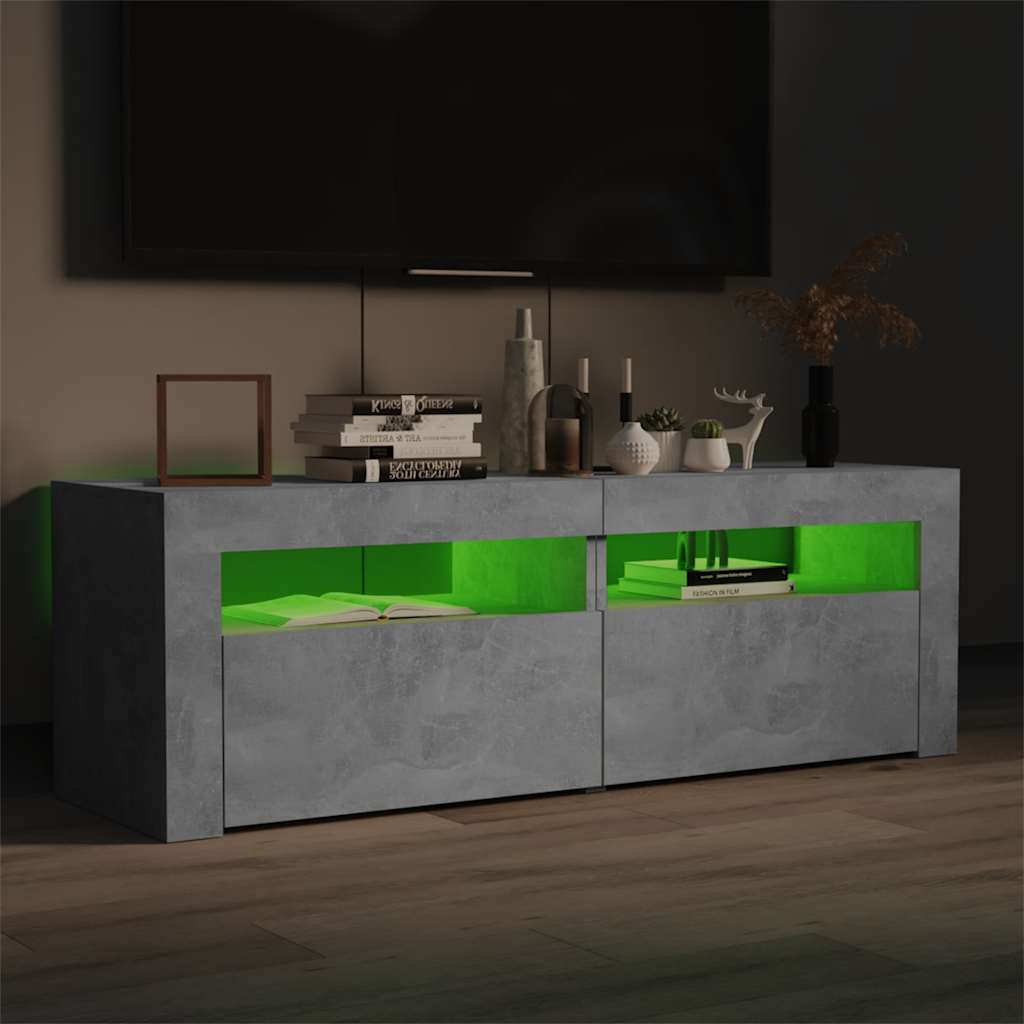 vidaXL Mueble de TV con luces LED gris hormigón 120x35x40 cm - Image 3