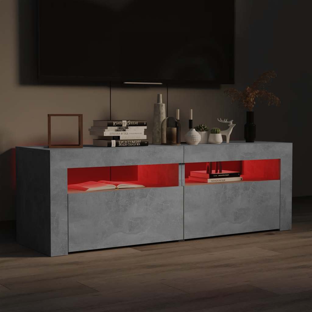 vidaXL Mueble de TV con luces LED gris hormigón 120x35x40 cm - Image 4