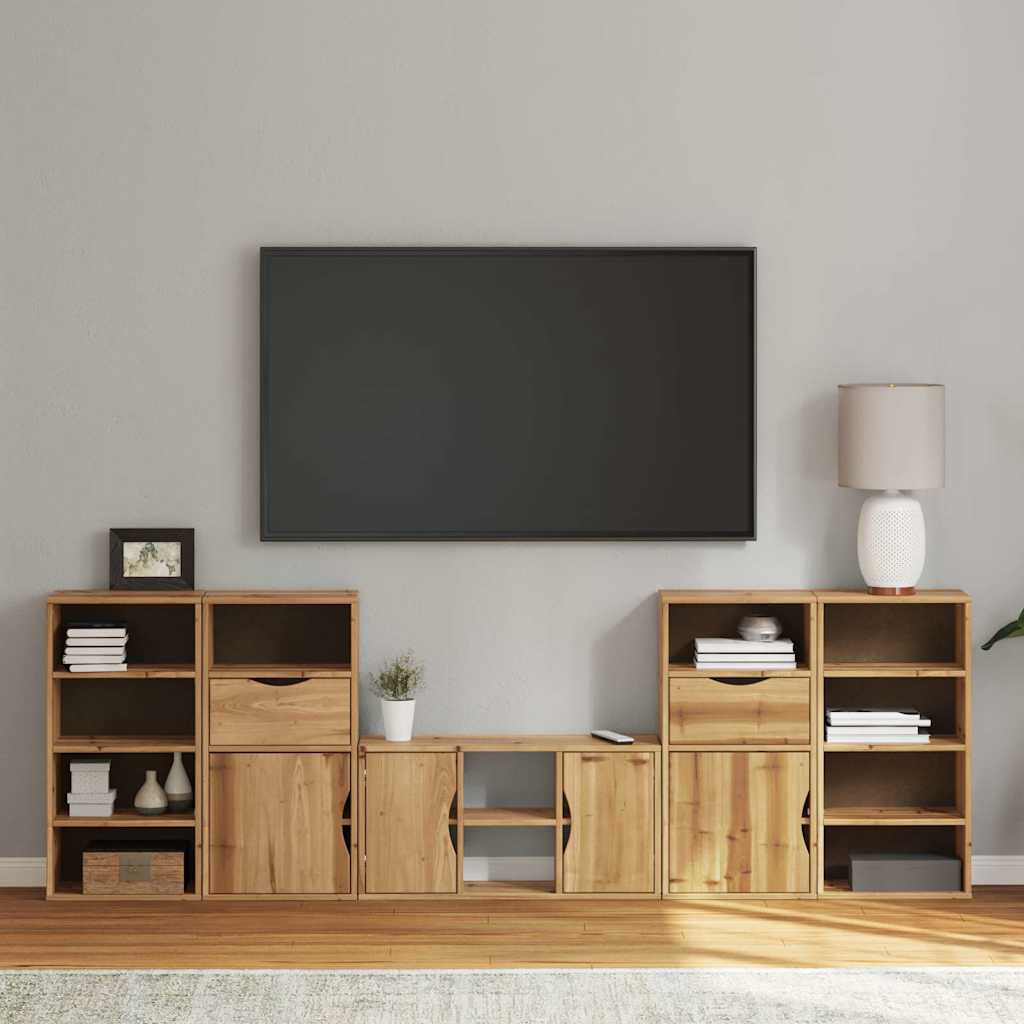 vidaXL Muebles de TV 5 uds. con almacenaje "ODDA" madera maciza pino