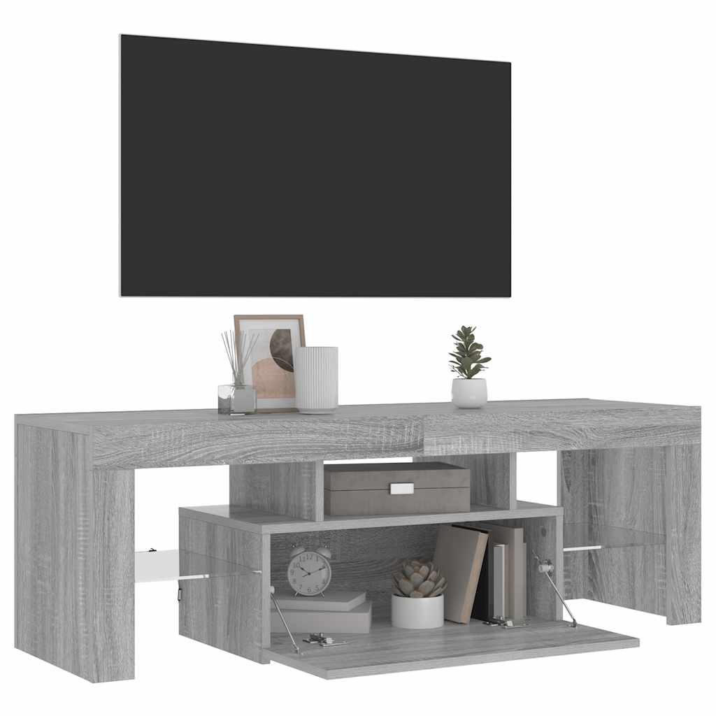 vidaXL Mueble de TV con luces LED gris Sonoma 120x35x40 cm - Image 3