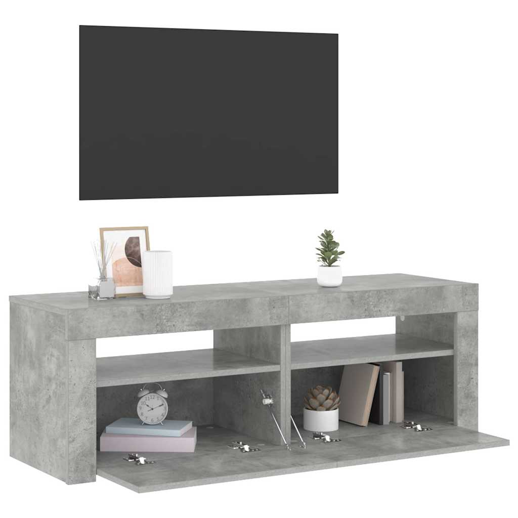 vidaXL Mueble de TV con luces LED gris hormigón 120x35x40 cm - Image 6