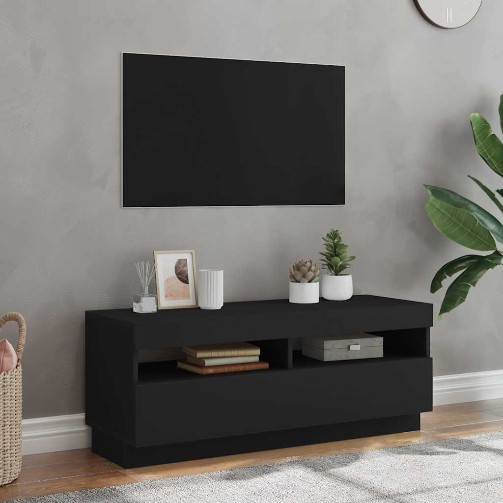 vidaXL Mueble de TV con luces LED negro 100x35x40 cm