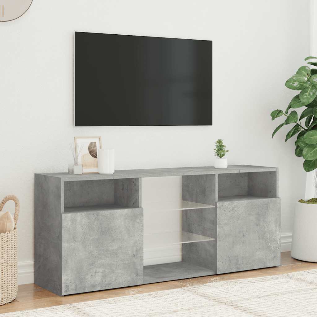 vidaXL Mueble de TV con luces LED gris hormigón 120x30x50 cm - Image 4