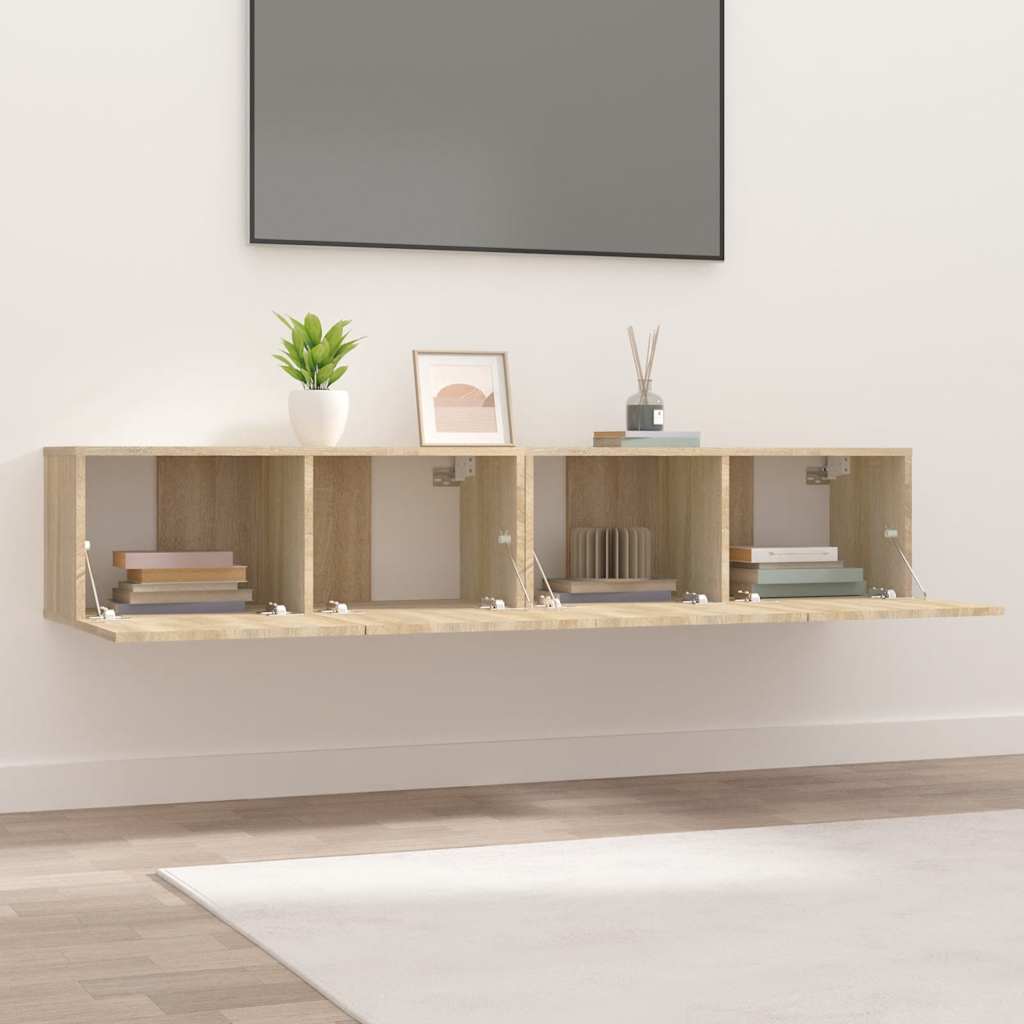 vidaXL Muebles de TV 2 uds madera ingeniería roble Sonoma 80x30x30 cm - Image 3