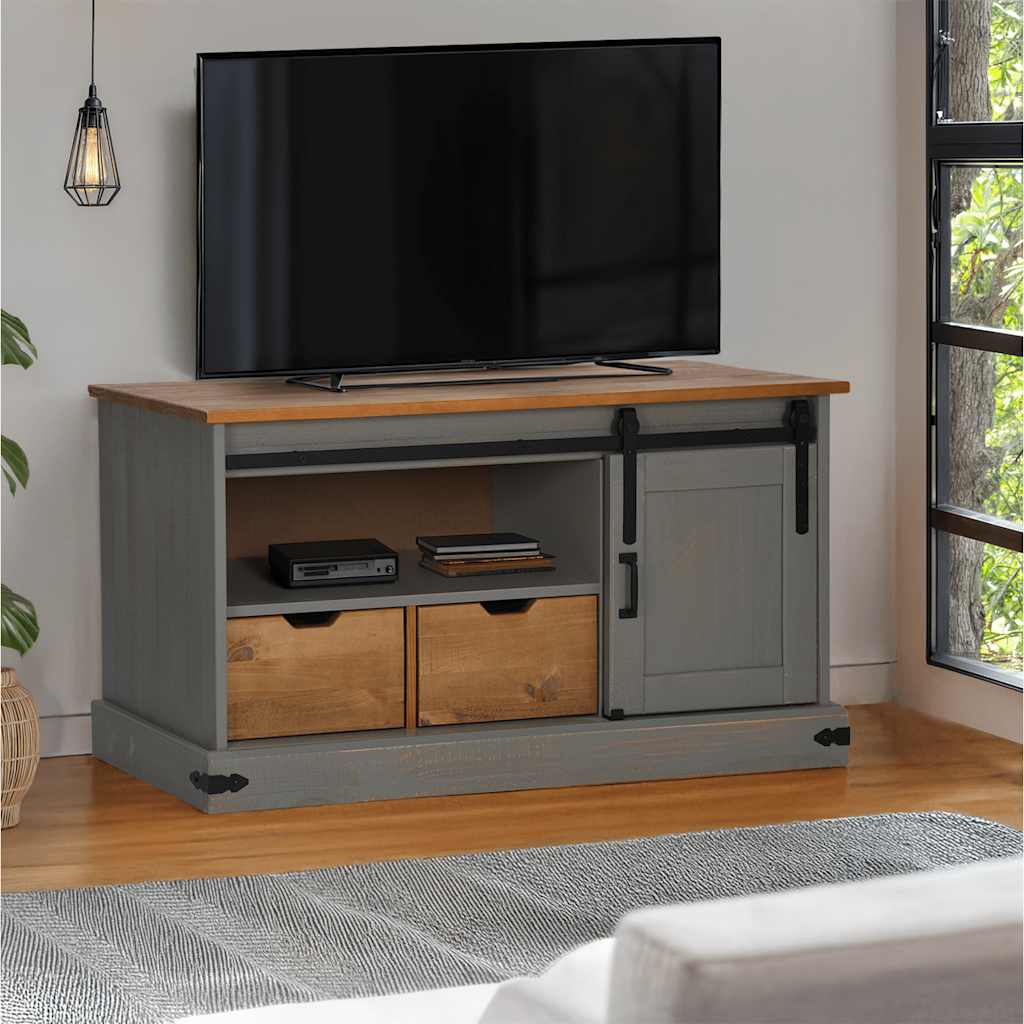 vidaXL Mueble de TV HALDEN con puerta corredera gris 110x40x60 cm