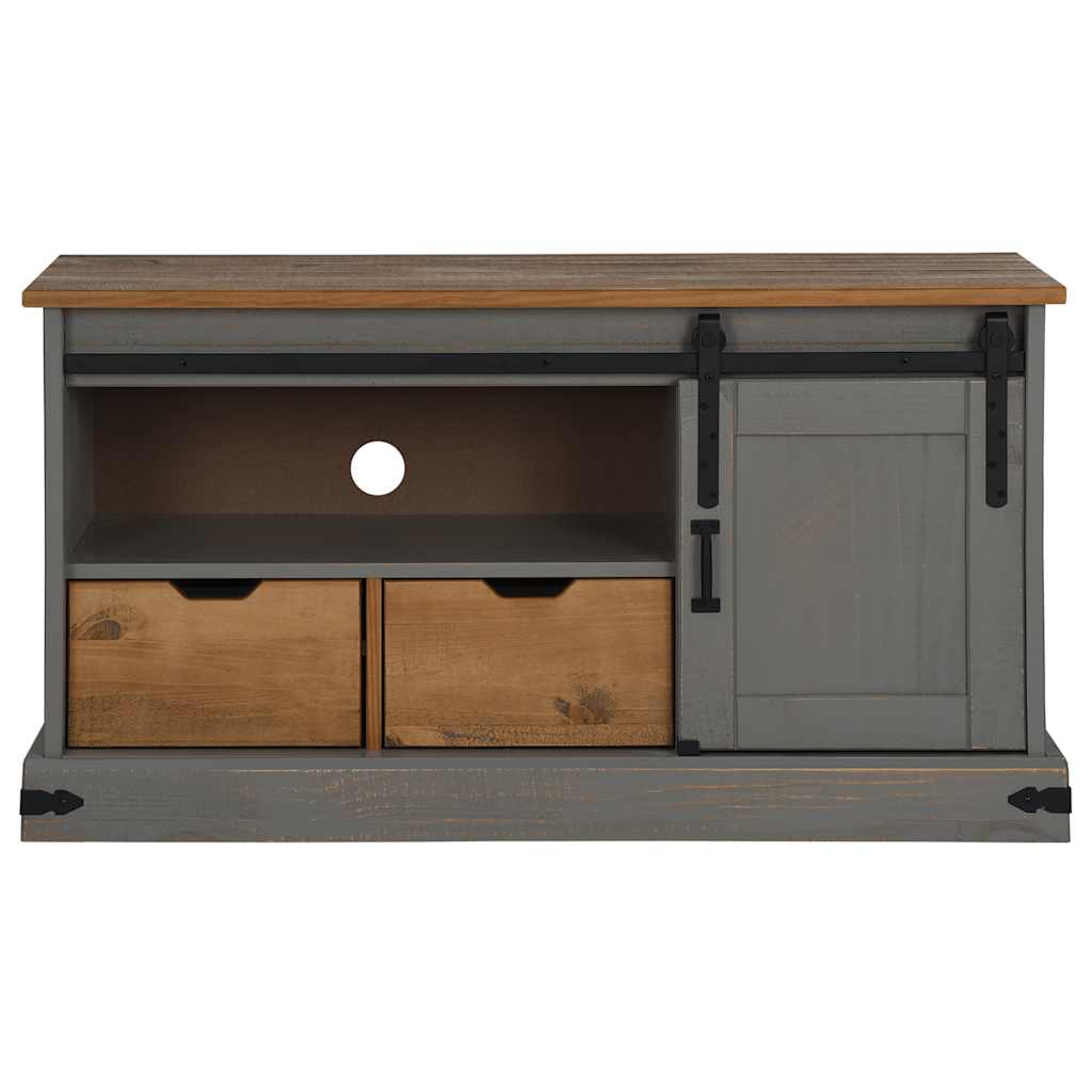 vidaXL Mueble de TV HALDEN con puerta corredera gris 110x40x60 cm - Image 3