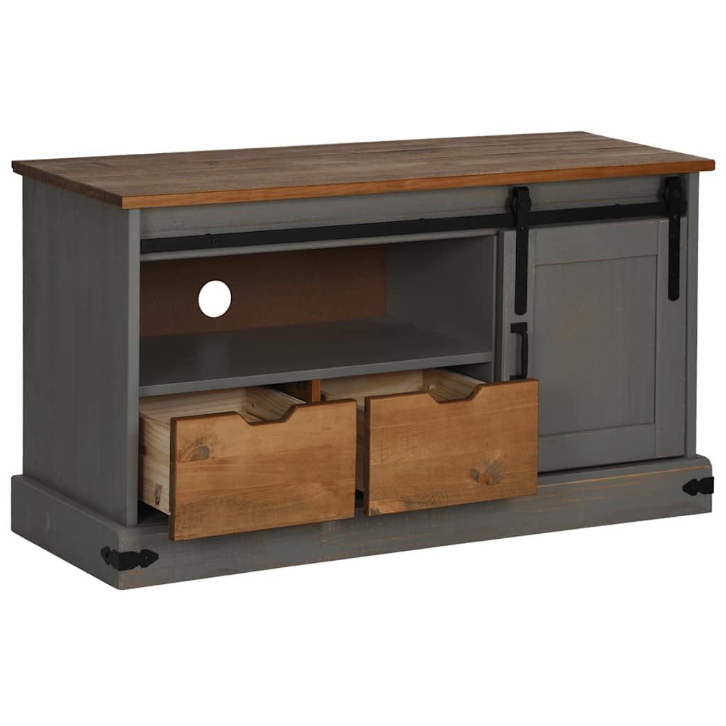 vidaXL Mueble de TV HALDEN con puerta corredera gris 110x40x60 cm - Image 4