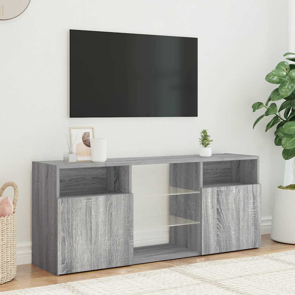 vidaXL Mueble de TV con luces LED gris Sonoma 120x30x50 cm - Image 4