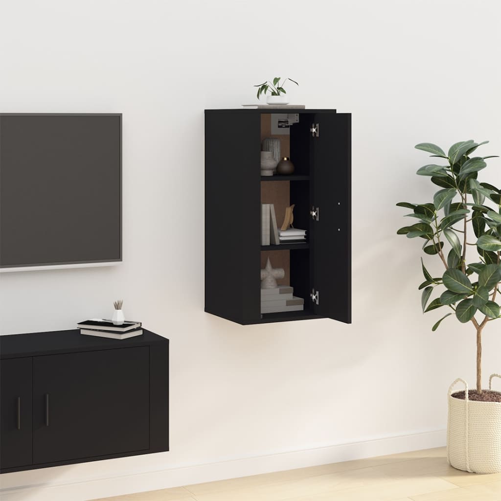 vidaXL Mueble para TV de pared negro 40x34,5x80 cm - Image 4