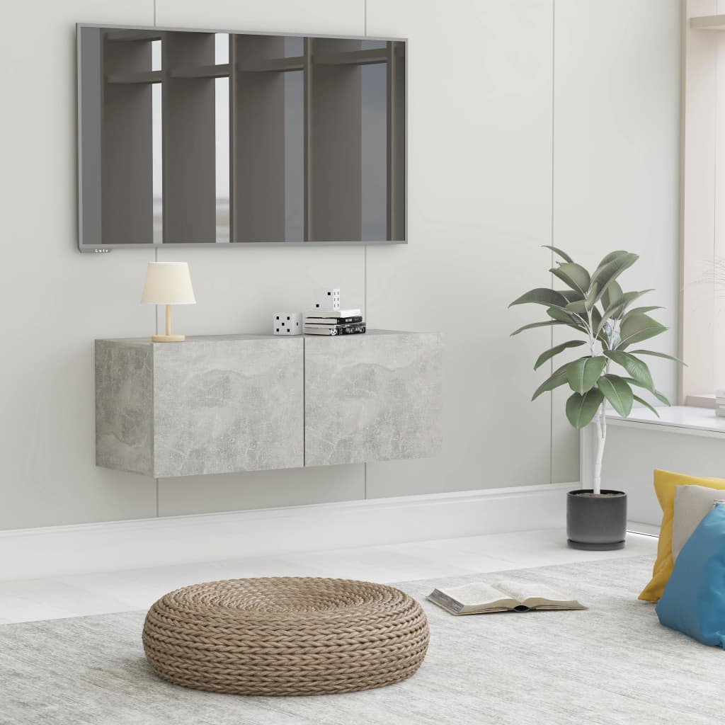 vidaXL Mueble para TV madera contrachapada gris hormigón 80x30x30 cm