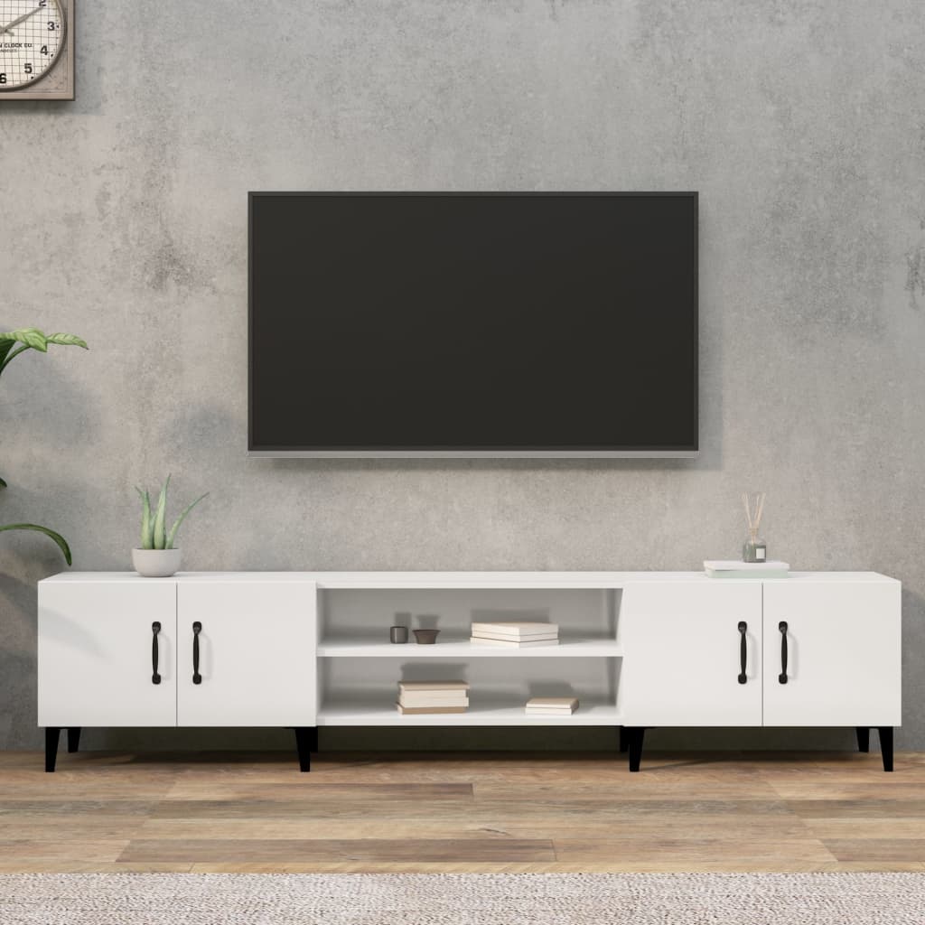 vidaXL Mueble de TV madera contrachapada blanco brillo 180x31,5x40 cm