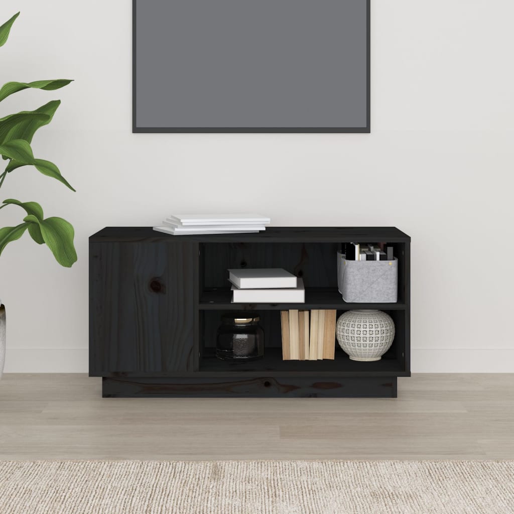 vidaXL Mueble de TV madera maciza de pino negro 80x35x40,5 cm - Image 3