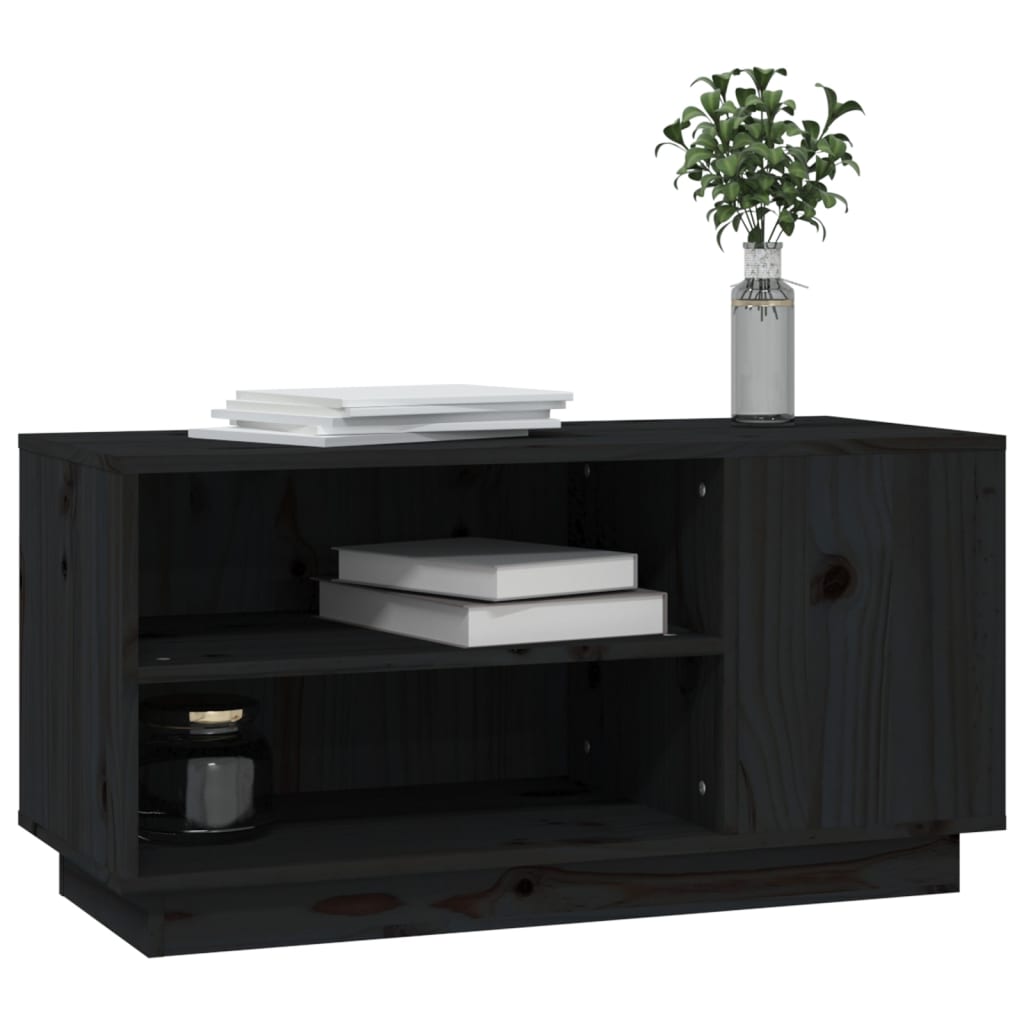 vidaXL Mueble de TV madera maciza de pino negro 80x35x40,5 cm - Image 4