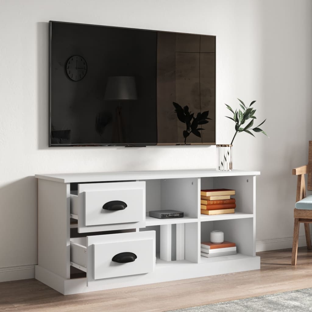 vidaXL Mueble para TV madera contrachapada blanco 102x35,5x47,5 cm - Image 3