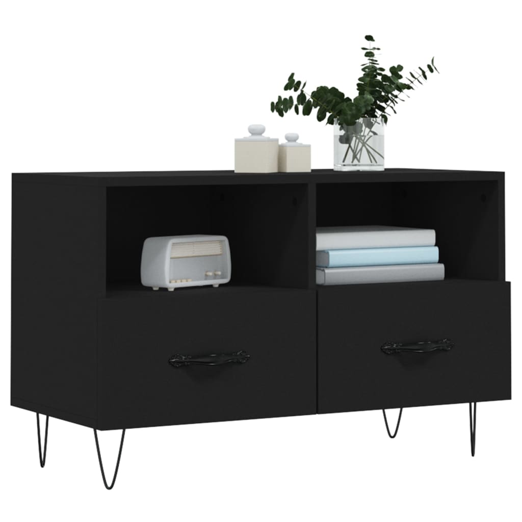 vidaXL Mueble para TV madera contrachapada negro 80x36x50 cm - Image 3