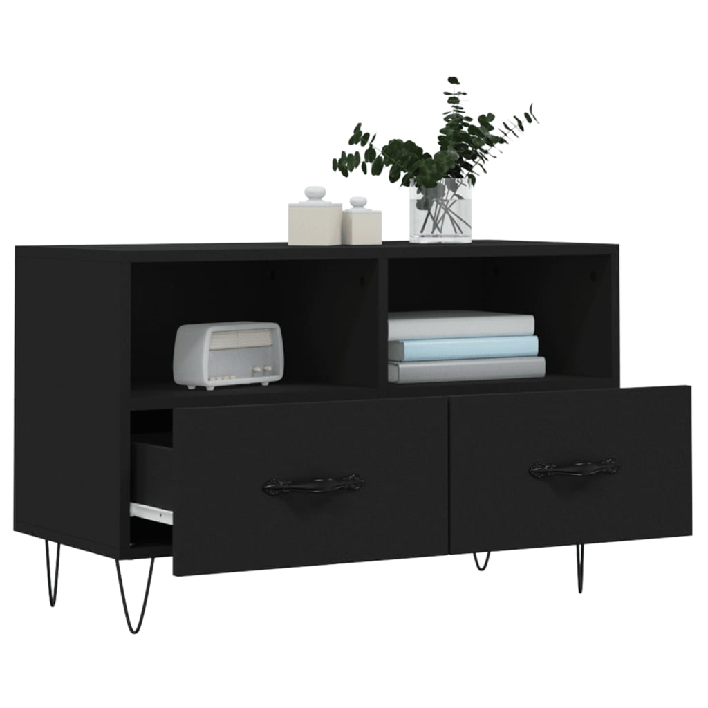 vidaXL Mueble para TV madera contrachapada negro 80x36x50 cm - Image 4