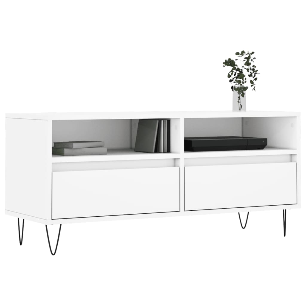 vidaXL Mueble para TV madera contrachapada blanco 100x34,5x44,5 cm - Image 3