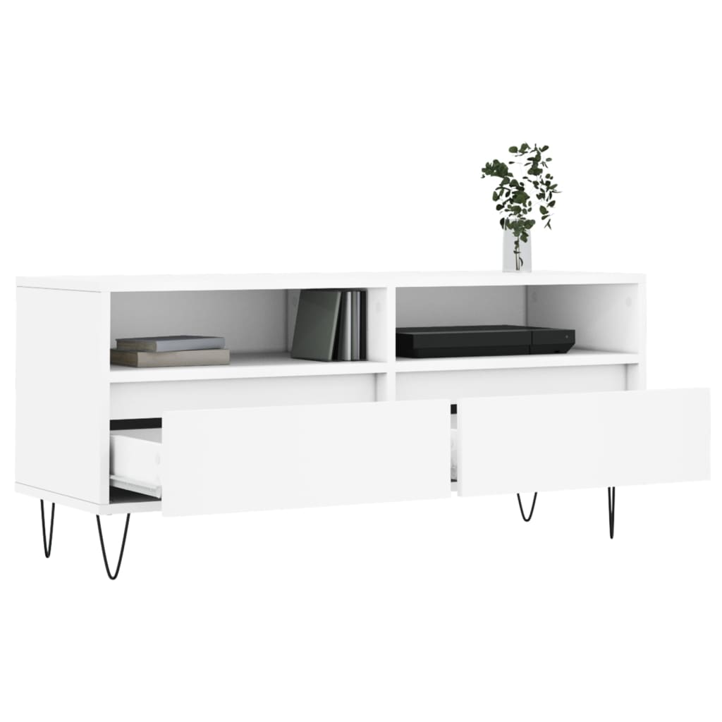vidaXL Mueble para TV madera contrachapada blanco 100x34,5x44,5 cm - Image 4