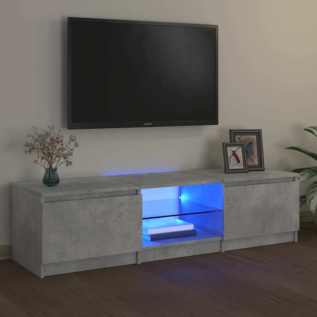 vidaXL Mueble de TV con luces LED gris hormigón 140x40x36 cm