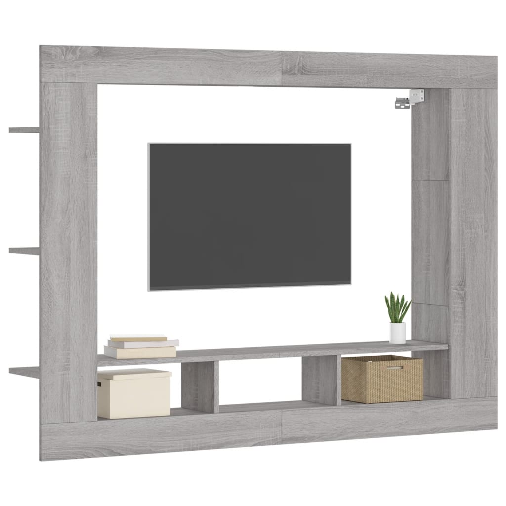 vidaXL Mueble de TV madera de ingeniería gris Sonoma 152x22x113 cm - Image 3