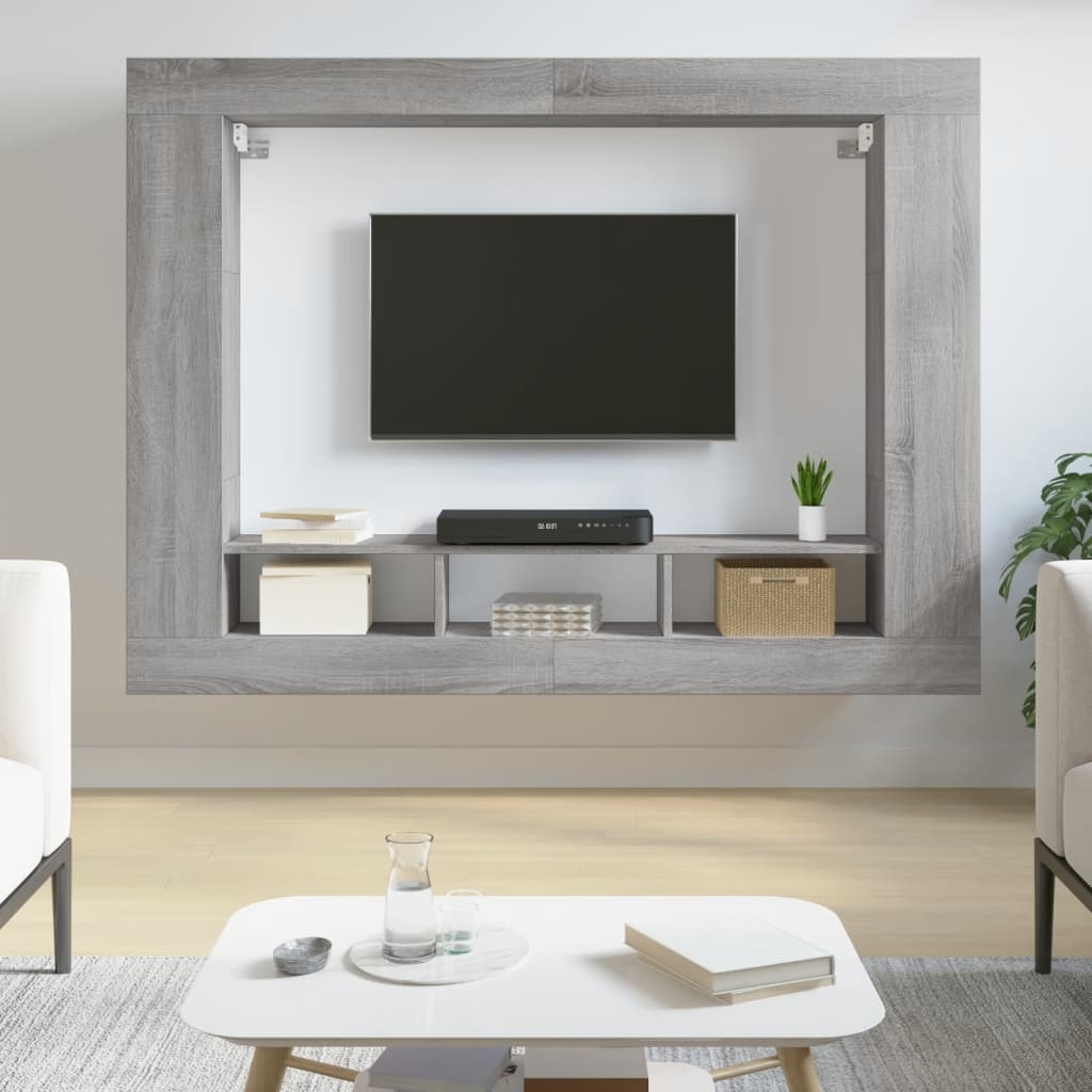 vidaXL Mueble de TV madera de ingeniería gris Sonoma 152x22x113 cm