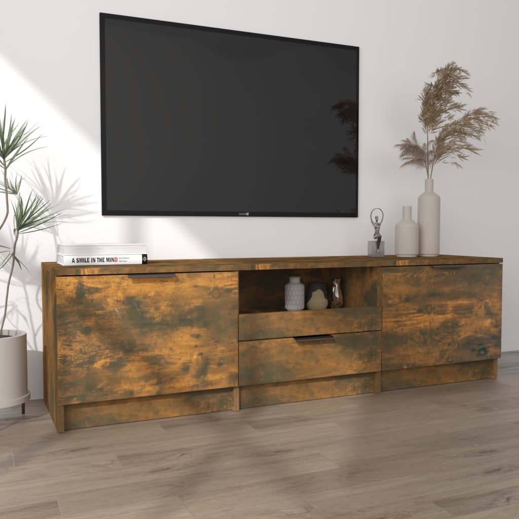 vidaXL Mueble para TV madera contrachapada roble ahumado 140x35x40cm - Image 3