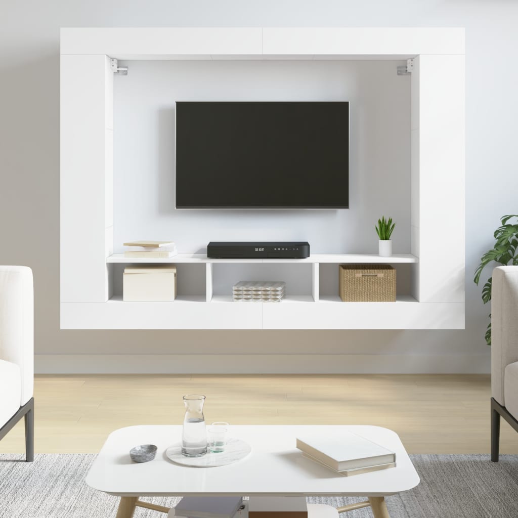 vidaXL Mueble para TV madera de ingeniería blanco 152x22x113 cm