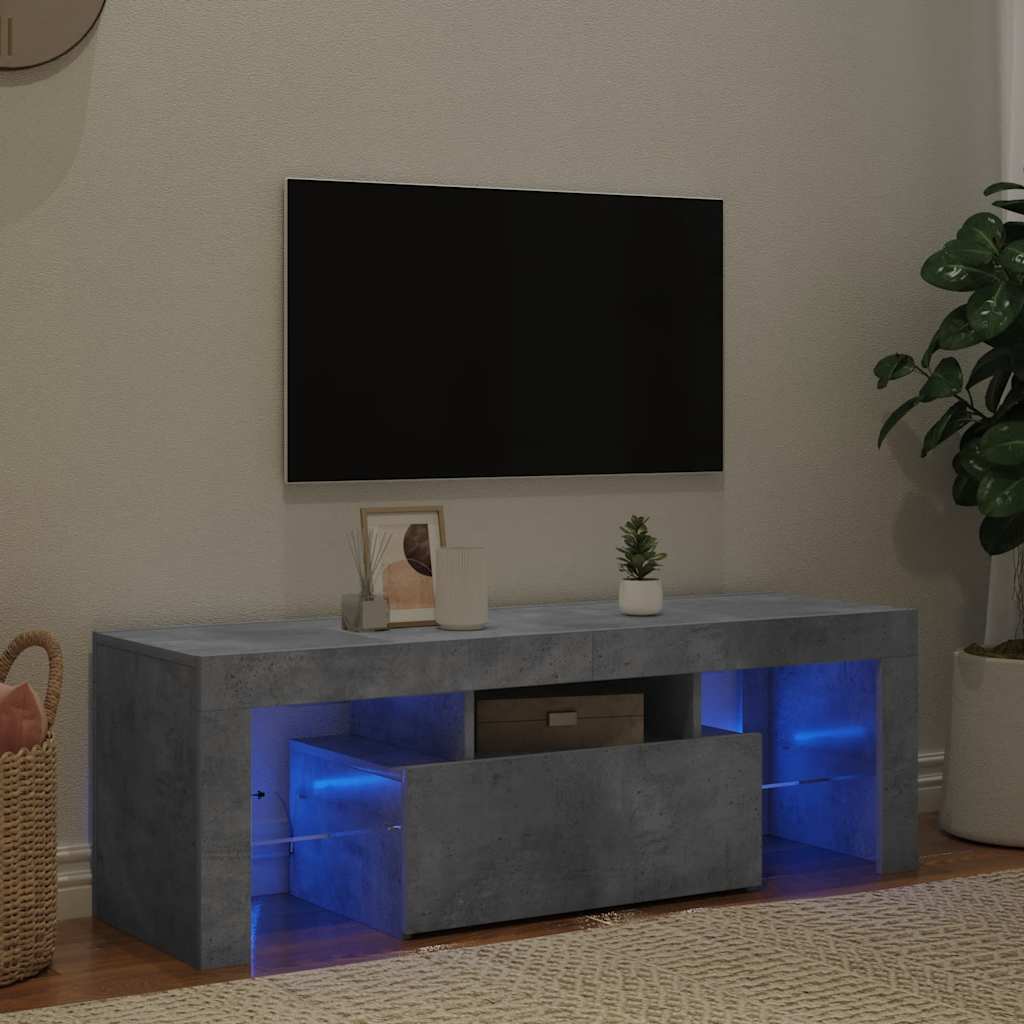vidaXL Mueble de TV con luces LED gris hormigón 120x35x40 cm