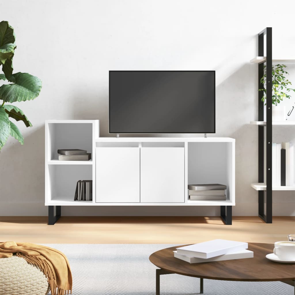 vidaXL Mueble para TV madera contrachapada blanco 100x35x55 cm