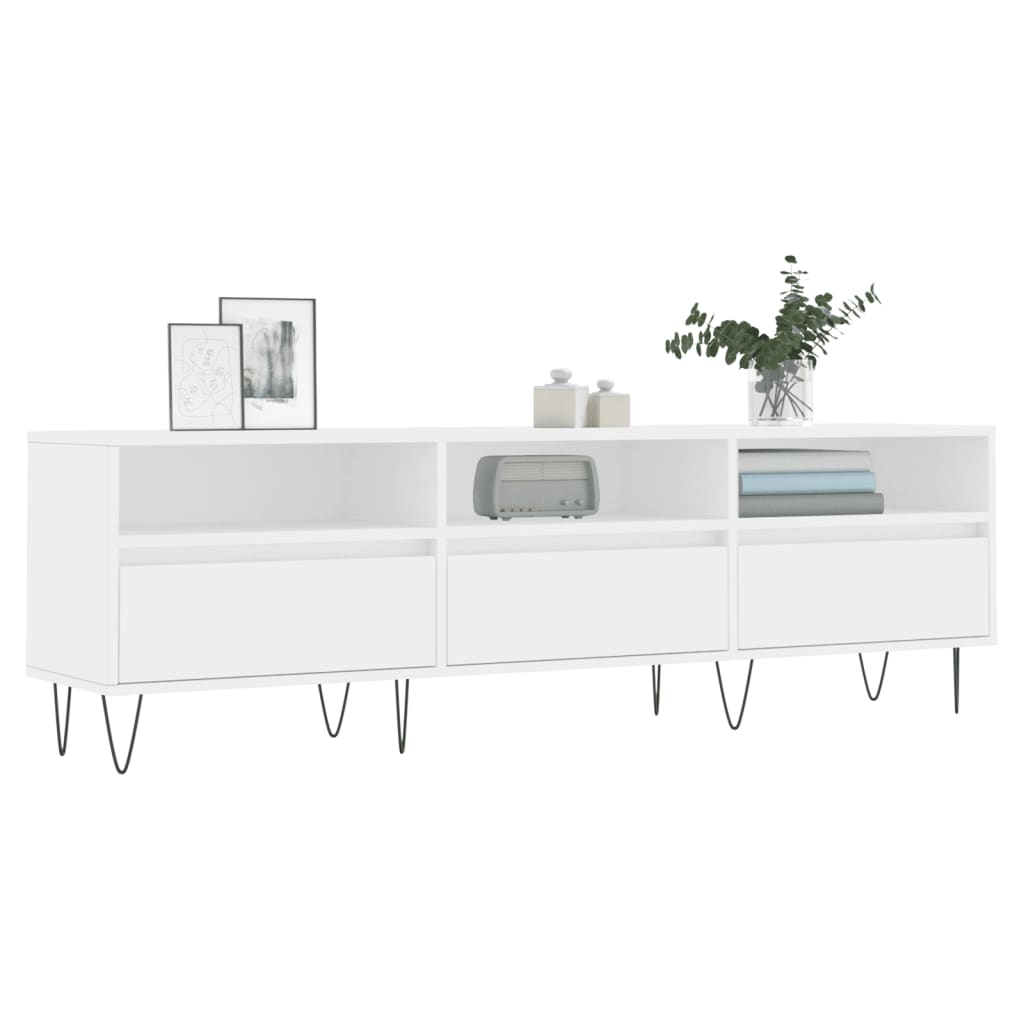 vidaXL Mueble de TV madera contrachapada blanco 150x30x44,5 cm - Image 3