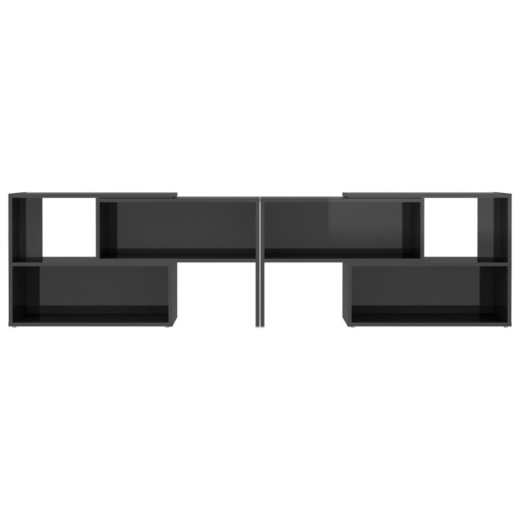 vidaXL Mueble de TV madera contrachapada gris brillante 149x30x52 cm - Image 5