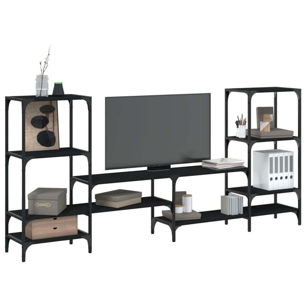 vidaXL Mueble para TV madera de ingeniería negro 206,5x28,5x95 cm