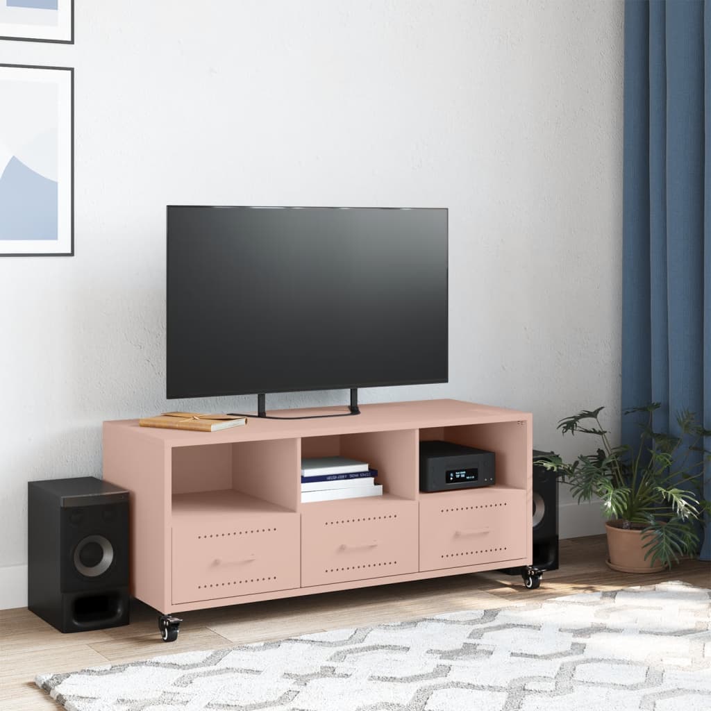 vidaXL Mueble de TV acero rosa 100,5x39x43,5 cm - Image 3