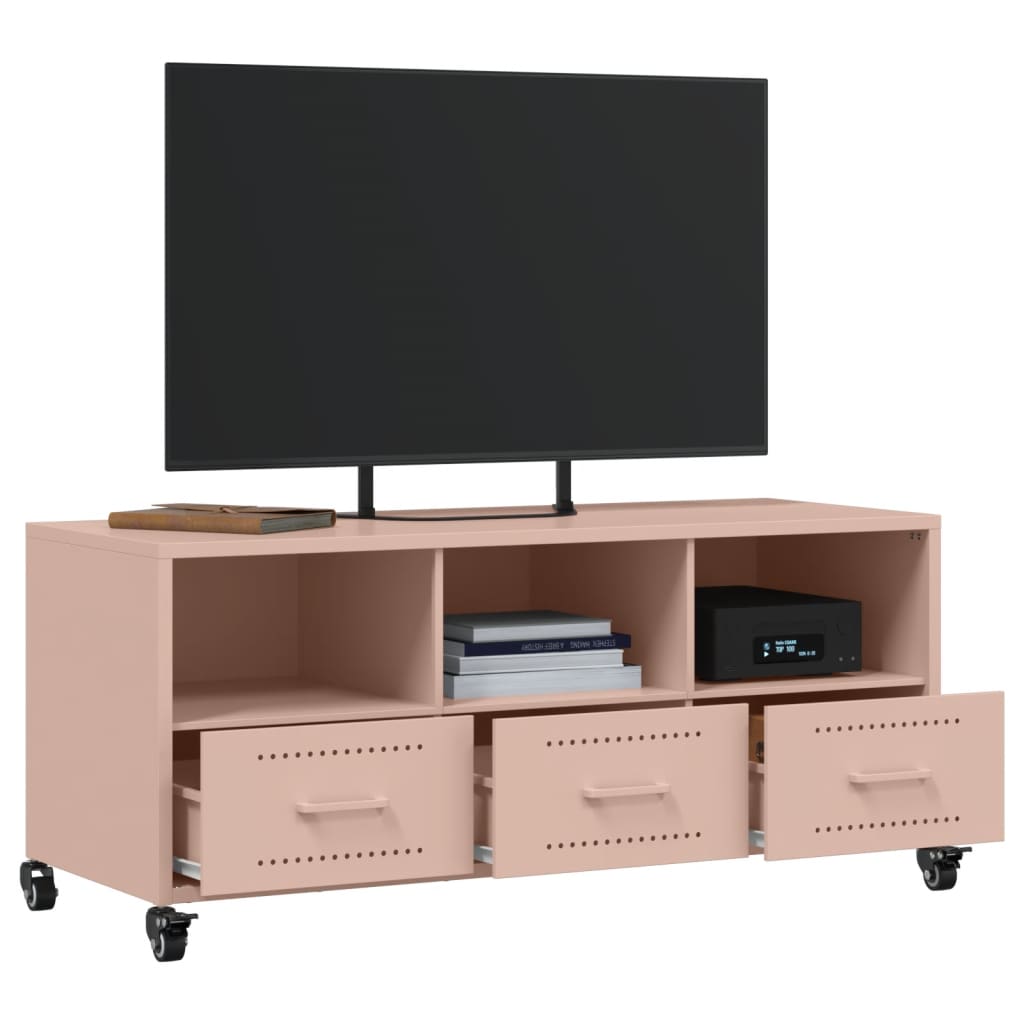 vidaXL Mueble de TV acero rosa 100,5x39x43,5 cm - Image 5