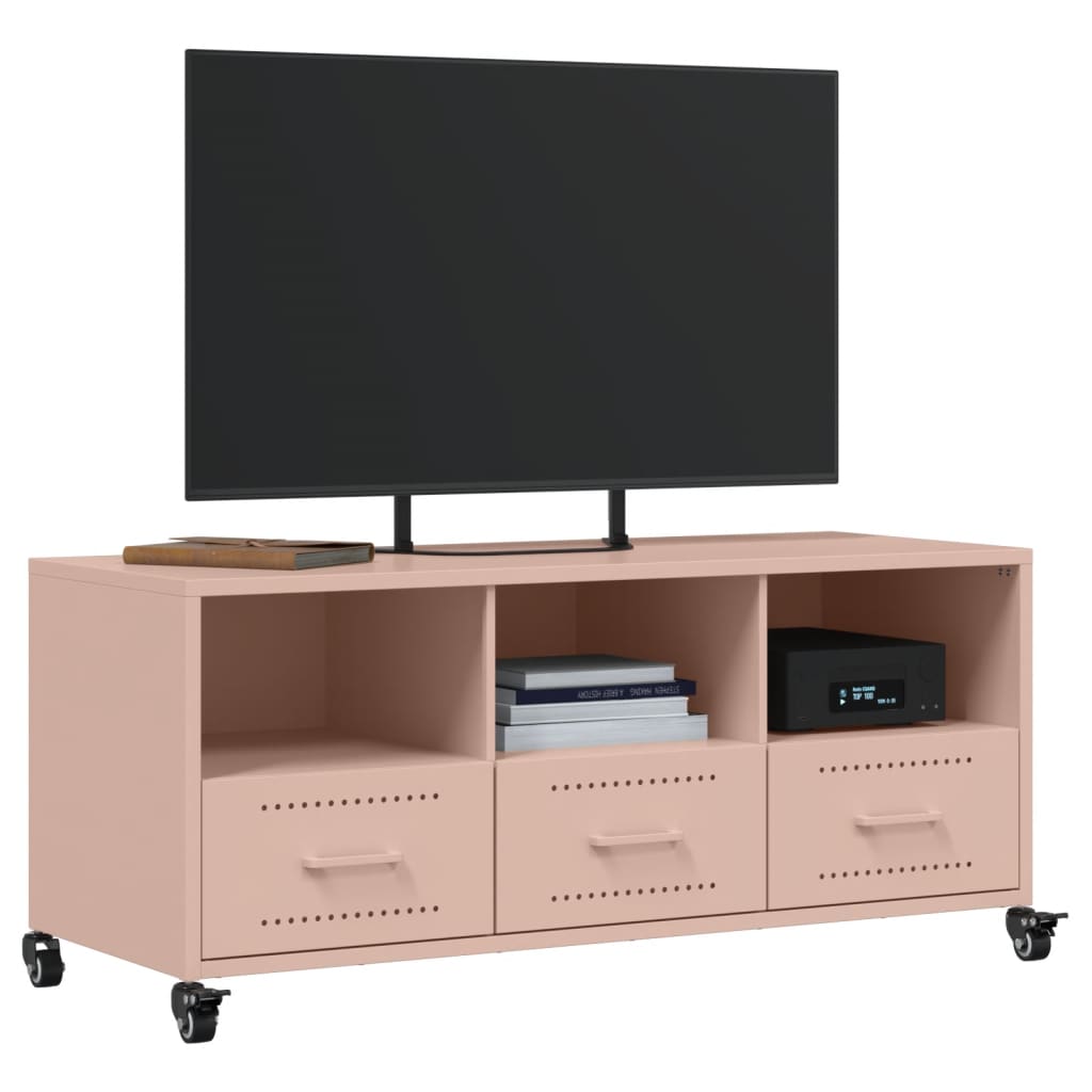vidaXL Mueble de TV acero rosa 100,5x39x43,5 cm - Image 4