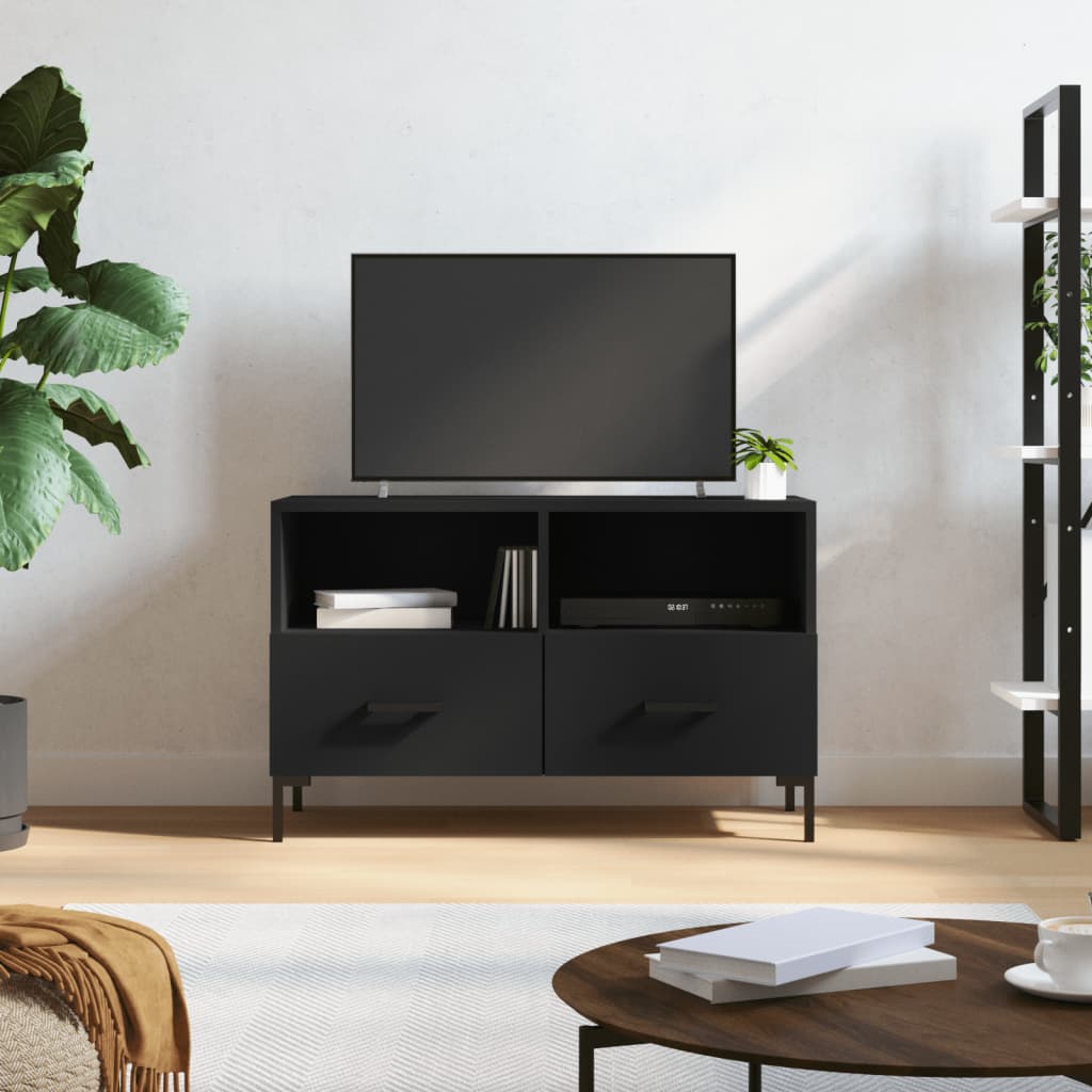 vidaXL Mueble para TV madera contrachapada negro 80x36x50 cm