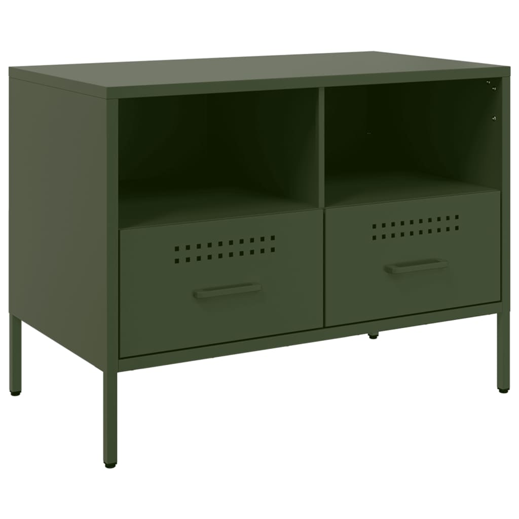 vidaXL Muebles para TV 2 unidades acero verde oliva 68x39x50,5 cm - Image 6