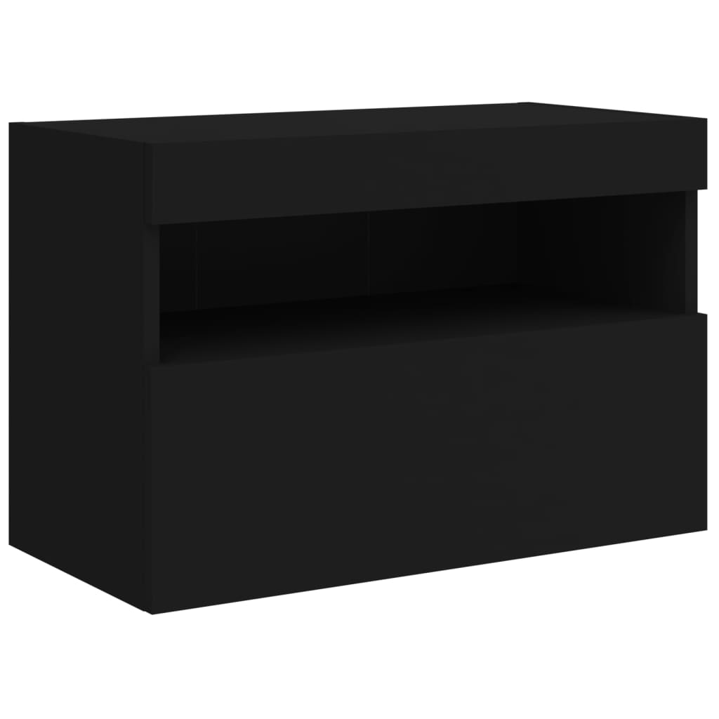 vidaXL Mueble de TV de pared con luces LED negro 60x30x40 cm - Image 3