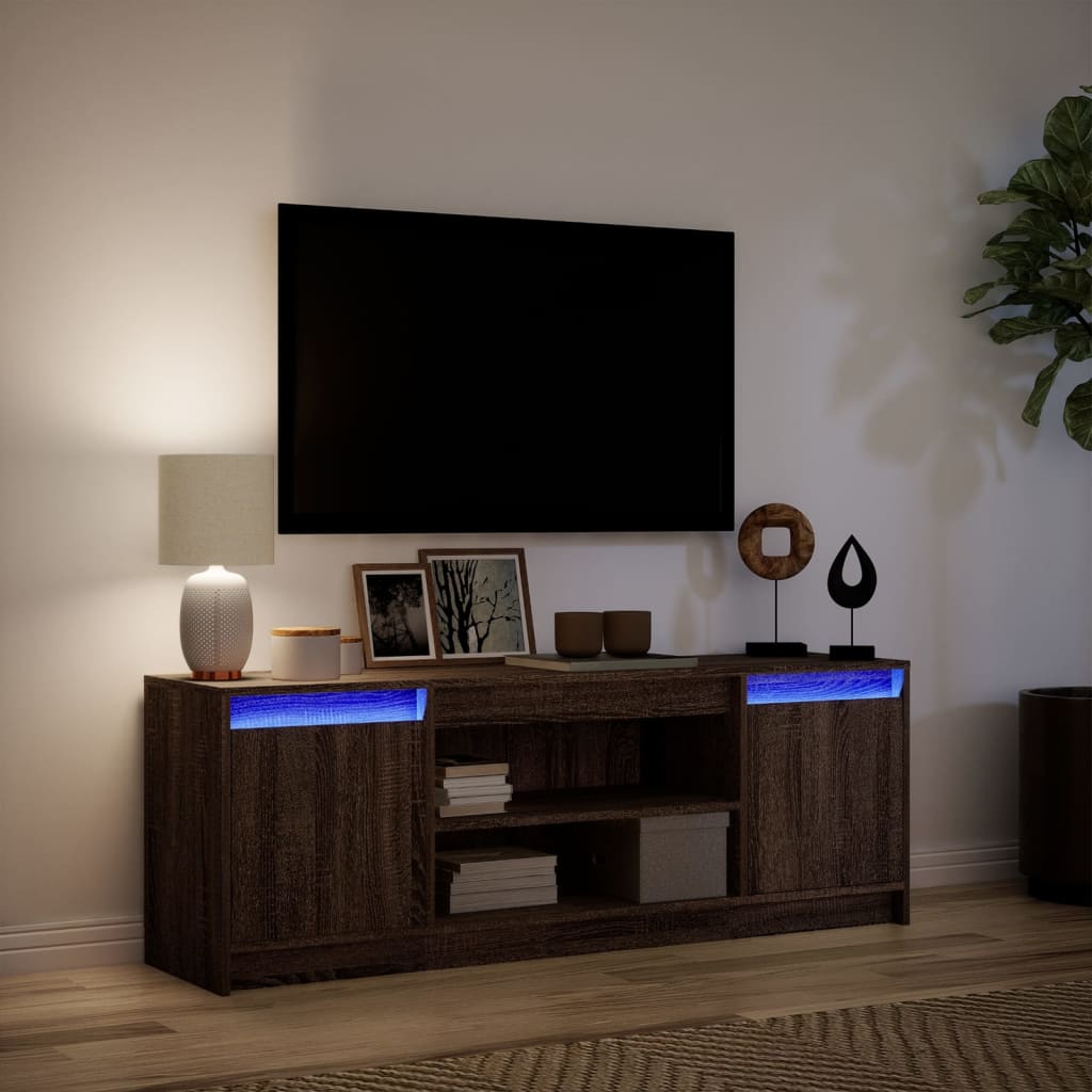 vidaXL Mueble de TV LED madera ingeniería marrón roble 139,5x34x50 cm - Image 5