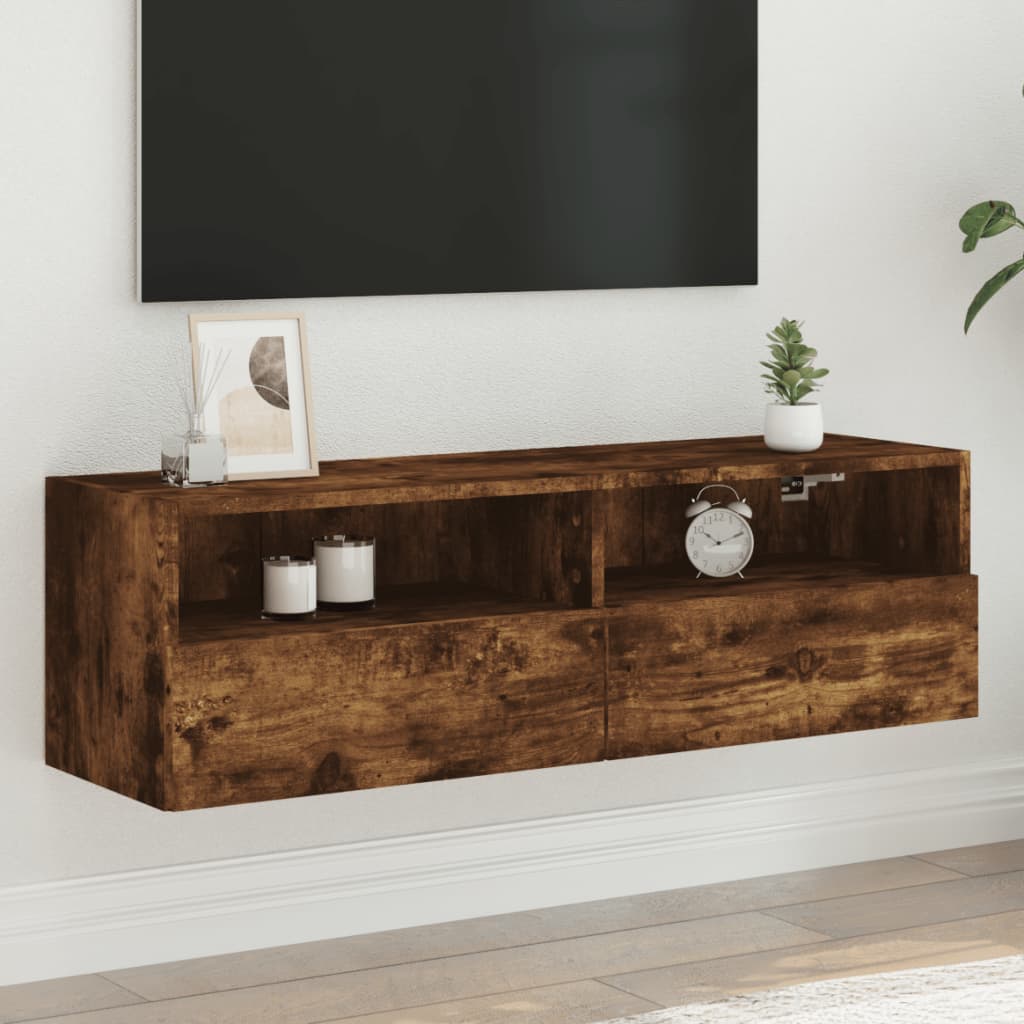 vidaXL Mueble de pared TV madera ingeniería roble ahumado 100x30x30 cm