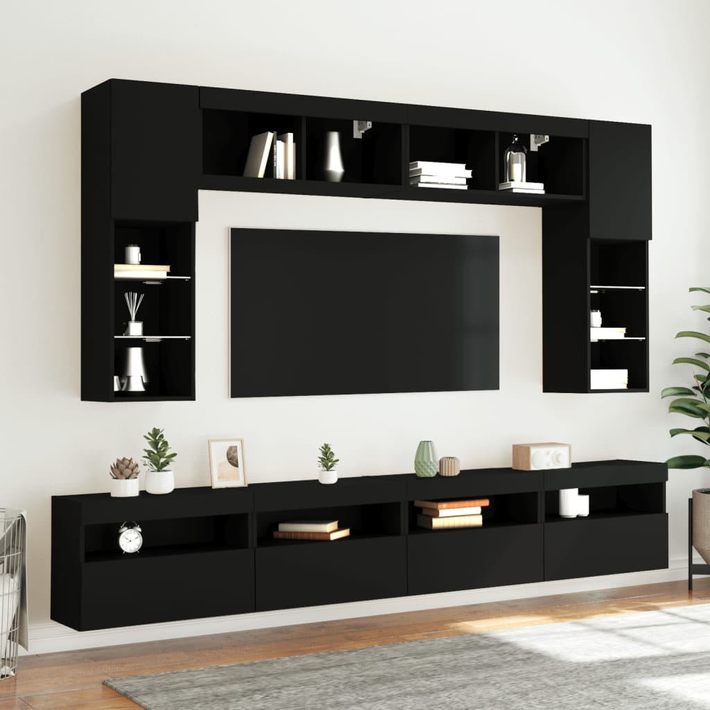 vidaXL Mueble de TV de pared con luces LED negro 60x30x40 cm - Image 6