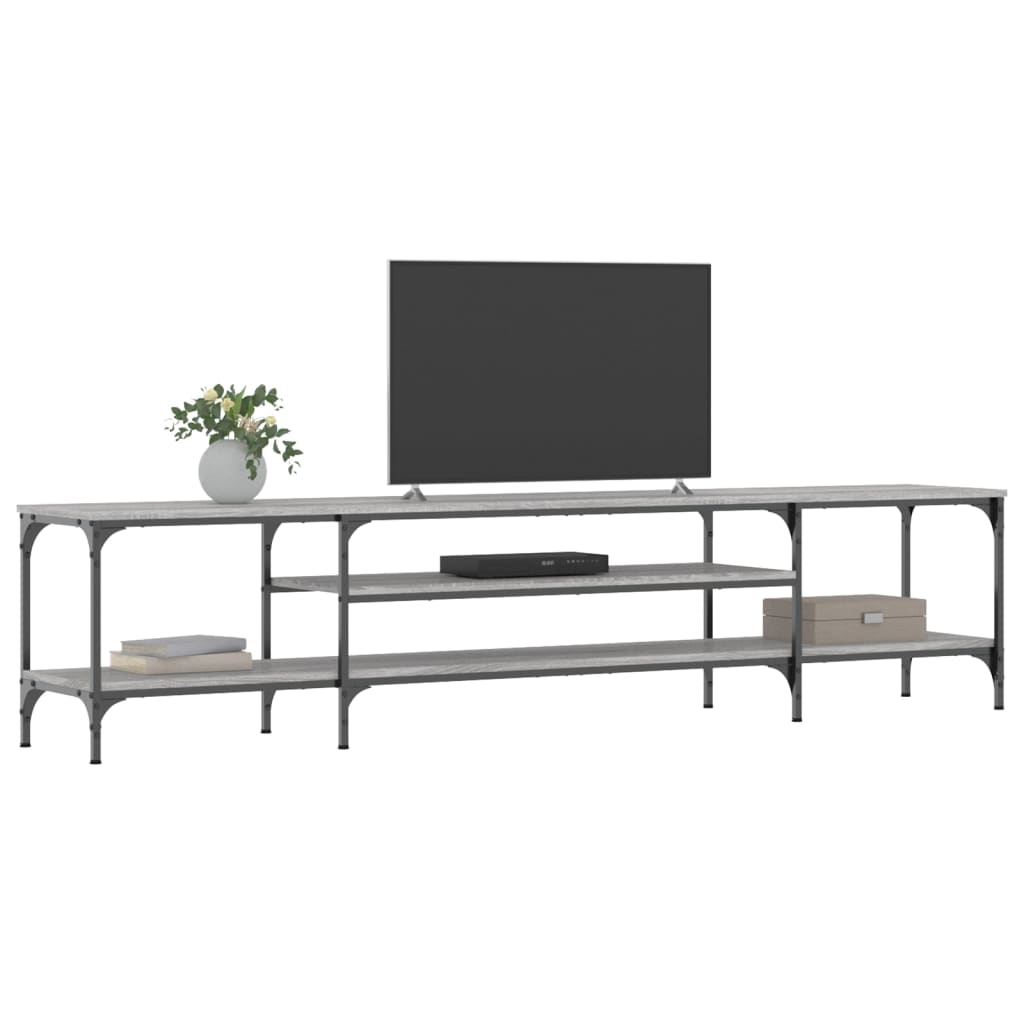 vidaXL Mueble TV madera ingeniería y hierro gris Sonoma 201x35x45 cm - Image 3