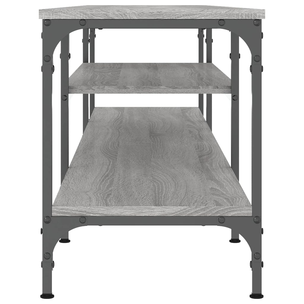 vidaXL Mueble TV madera ingeniería y hierro gris Sonoma 201x35x45 cm - Image 5