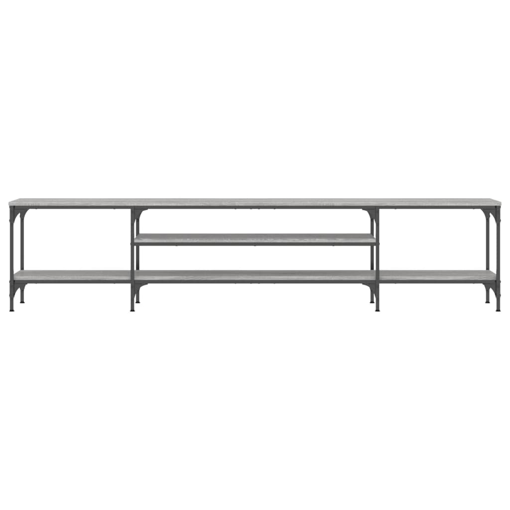 vidaXL Mueble TV madera ingeniería y hierro gris Sonoma 201x35x45 cm - Image 4